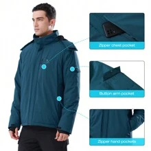 CAMEL CROWN Áo khoác trượt tuyết mùa đông chống thấm nước dành cho nam, có lớp lót giữ ấm, chống gió và chống tuyết, thích hợp cho các hoạt động leo núi và đi bộ đường dài ngoài trời. - Màu xanh lam - Xem 4