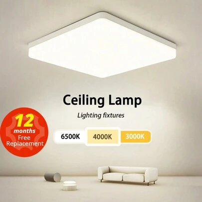 CANMEIJIA 1pc Square White Frame Ceiling Mounted Light Panel, Modern Style, 85V-265V Flicker-Free, White/Neutral/Warm Light, High Brightness, Slim Design, Suitable For Wall/Corridor/Room/Hallway/Ceiling/Kitchen/Living Room/Bathroom/Bedroom/Study, Indoor Ceiling Lamp Selects Size Based On Usage Scenario