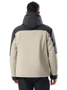 CAMEL CROWN 男士冬季滑雪服，登山雪地外套，防水可拆卸帽子，防风抓绒雨衣 - 黑色 - 查看 8