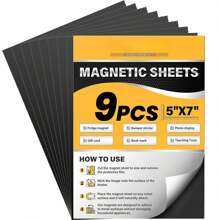 带粘性背衬的磁性纸 - 每张 4 英寸 X 6 英寸/5 英寸 X 7 英寸/8 英寸 X 10 英寸 - 具有强力自粘性的柔性磁性纸 - 用于照片和图片磁铁、贴纸和其他工艺磁铁的粘性磁性纸，是最佳礼物 - 黑色 - 查看 21