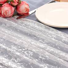 1/2pcs 28*120/196 Inch Silver Sheer Chiffon Table Runner, Metallic Foil Glitter, Silver Party Table Decor Center Piece, Suitable For Boho Chic Table Runner, Gifts For Birthday, Bridal Shower, Party, Christmas Dining Table Decoration (Multiple Colors Available)