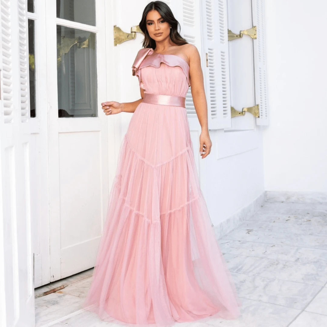 Long Tulle Princess Dress For Special Events. - 淺粉色 - 查看 1