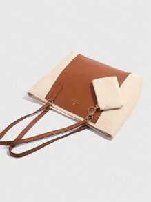Túi Tote trơn nhiều màu, sức chứa lớn, nhiều mảnh, họa tiết chữ thập, phong cách Châu Âu và Mỹ mới, Túi xách đeo chéo vai cổ điển - Xem 5