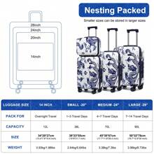 Sea choice Kofferset 3tlg. Hartschalen Trolley Koffer PC Handgepäck Set mit Beautycase Reisekoffer mit YKK Reißverschluss TSA-Schloß und 4 Rollen S/M/L/XL (L Koffer Erweiterbar) - Blau - Übersicht 3