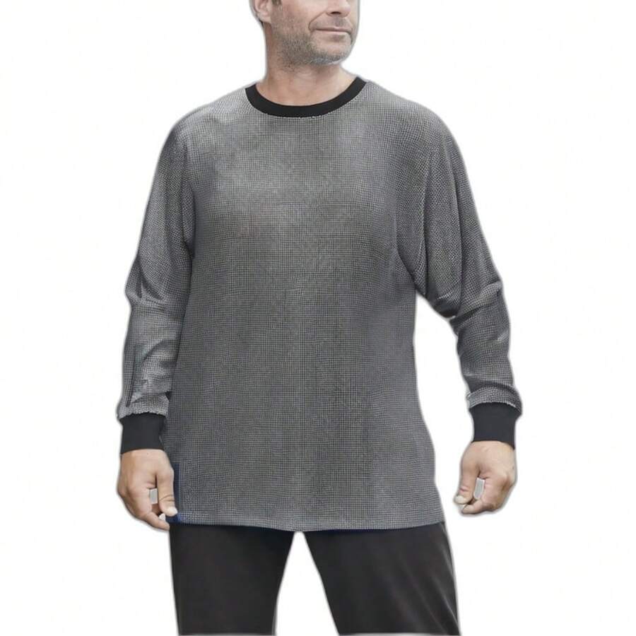 KingSize Men's Big & Tall Tall Waffle-Knit Thermal Crewneck Tee - MARL ĐEN - Xem 1