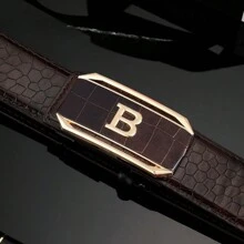 1pc Men's Business Crocodile Grain Leather Automatic Buckle Belt, Casual Style Summer, School Casual, Business, Boyfriend Husband Father Dad Men Gift, Daily Wear, Fashion, Teen, Outdoor, Vacation, Athletic, Travel, Street, Boho, Vintage Fall, Autumn, Halloween Autumn-Winter Accessories, Suitable For Teens, Youth, Men, Casual, Outdoor, Athletic, Vacation, Graduation Gifts, Birthday, Daily Wear - Multicolor - View 3