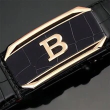 1pc Men's Business Crocodile Grain Leather Automatic Buckle Belt, Casual Style Summer, School Casual, Business, Boyfriend Husband Father Dad Men Gift, Daily Wear, Fashion, Teen, Outdoor, Vacation, Athletic, Travel, Street, Boho, Vintage Fall, Autumn, Halloween Autumn-Winter Accessories, Suitable For Teens, Youth, Men, Casual, Outdoor, Athletic, Vacation, Graduation Gifts, Birthday, Daily Wear - Multicolor - View 4