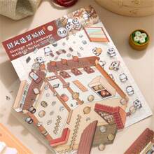 Miniature House Scene Simulation Business Game Stickers 3D Decorative Stickers For DIY Crafts And Diaries Storage Beautification Stickers 3.0, 4.0, 5.0 Three-Dimensional House Miniature Scene Cute Stacking Manual DIY Stickers No Need To Cut Christmas Party Gifts Funny And Cute Cartoon Scene Stickers, Suitable For Adults And Teenagers To Relieve Stress And Kill Time,School Supplies,Back To School