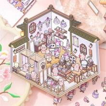 Miniature House Scene Simulation Business Game Stickers 3D Decorative Stickers For DIY Crafts And Diaries Storage Beautification Stickers 3.0, 4.0, 5.0 Three-Dimensional House Miniature Scene Cute Stacking Manual DIY Stickers No Need To Cut Christmas Party Gifts Funny And Cute Cartoon Scene Stickers, Suitable For Adults And Teenagers To Relieve Stress And Kill Time,School Supplies,Back To School