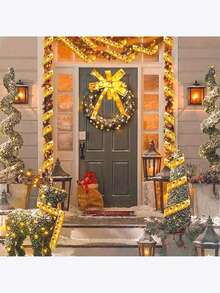 圣诞丝带灯、金色/银色圣诞树装饰、丝带仙女灯、圣诞树吊坠礼物，适用于婚礼、新年、生日、主题派对、圣诞节、感恩节、花园庭院、楼梯壁炉装饰 - 彩色 - 查看 5