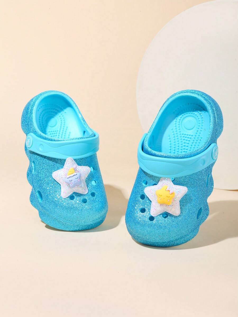 Modische Blumen Deko Kinder Durchbrochene Clogs, leicht & rutschfestes EVA Material Kinder Garten Clogs & Pantoletten, helle Farben wasserdichte Strand & Innen Hausschuhe - Lindgrün - Übersicht 1