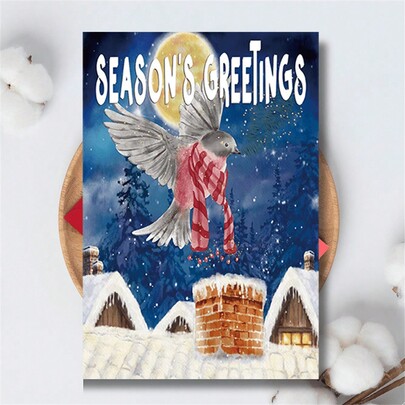 1 Peça Cartão de Saudações Festivas (Cartão de Natal) - Impressão "Saudações de Férias", Papelaria Festiva de Escritório - Para Presente de Natal para Família e Amigos