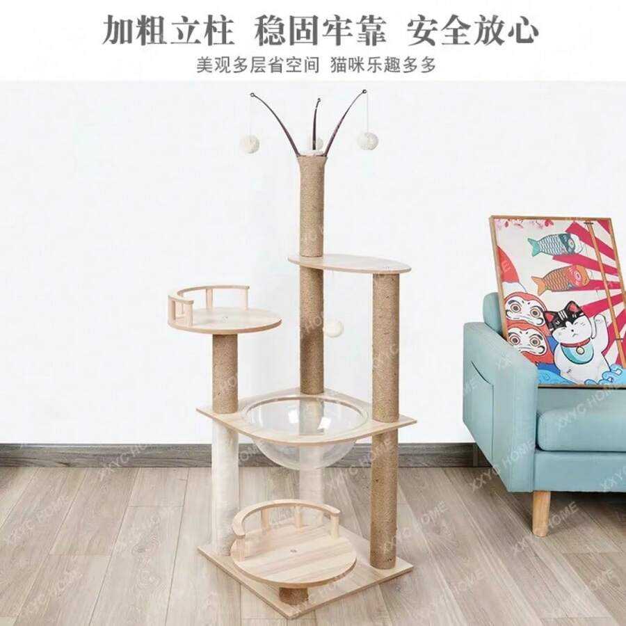 Cat Climbing Frame Cat Litter Cat Tree Integrated Large Solid Wood Cat