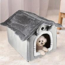 40*38*35CM Pet Cat Kitten Dog Beds Fleece Bed Pyramid Cozy Washable Warm House Cave