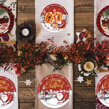 Christmas Paper Plates Napkins, Santa Claus Cake Dessert Dinner Plates For Merry Christmas Party Holiday Birthday Supplies Tableware Set, Disposable Paper Dinnerware Decoration Food Trays, Serves 24 Guests ﻿