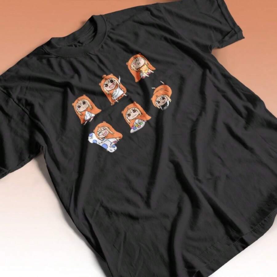 Himouto T-Shirt Japanese Anime Manga Geek Nerd Shirt Blouse Unisex Male Female 100% Cotton Top Premium Streetwear New Release Fast Shipping Various Colors!! Plus Size - 黑色 - 查看 1
