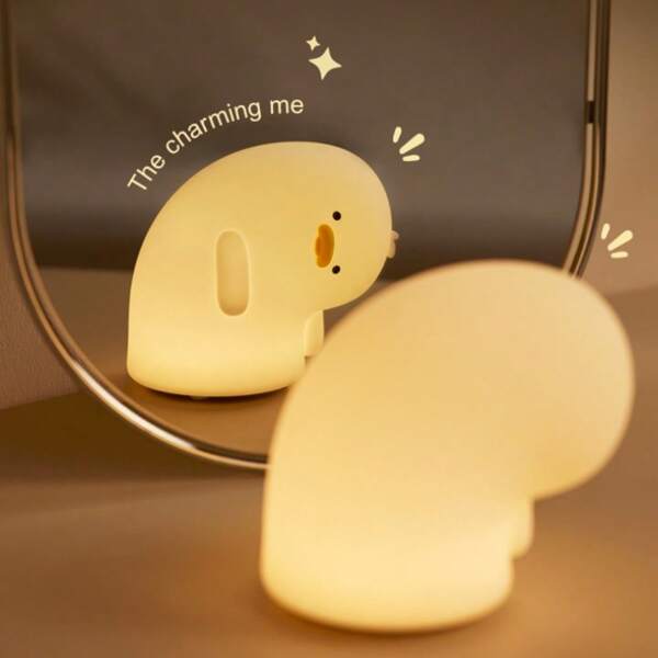 GLOOPRO 1pc charmoso pato em forma de silicone luz noturna, controle de toque 3 níveis de brilho, USB recarregável com temporizador, iluminação suave para quarto, mesa, presente de Natal e aniversário para amigos e familiares