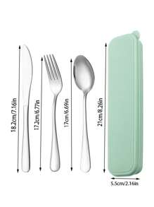 Portable Stainless Steel Cutlery Suit With Storage Box Chopstick Fork, Spoon Knife, Travel Tableware Set, Camping Cutlery. ,Kitchen,Christmas,Afternoon Tea