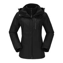 CAMEL CROWN Women's Waterproof Ski Jacket 3 In 1 Winter Coat Windbreaker Snowboard Jackets For Rain Snow Outdoor Hiking - Black - View 1