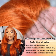 Ginger Lace Front Wigs Human Hair Pre Plucked 180% Density HD Lace Front Wigs Human Hair 13x4 Ginger Orange Body Wave Lace Frontal Wigs Human Hair Colored Bleached Knots Wigs