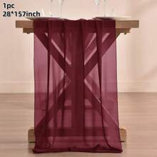 1 件 28"X118"/157" 白色雪纺透明婚礼桌旗，浪漫田园风桌旗，雪纺布白色透明长桌旗，透明纱布桌旗，田园优雅餐桌装饰，适用于乡村风格婚宴、生日派对、圣诞节新娘送礼会装饰（多种颜色可选，配有丝带），婚礼桌布，婚礼装饰，家居装饰，房间装饰， - 純色 - 查看 32