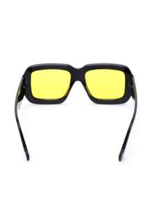 1 chiếc kính thời trang đường phố Hip-Hop hình bầu dục cỡ lớn cá nhân hóa - khung đen khiêu dâm - Xem 6