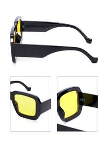 1 chiếc kính thời trang đường phố Hip-Hop hình bầu dục cỡ lớn cá nhân hóa - khung đen khiêu dâm - Xem 7