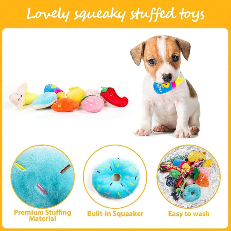 20pcs/Set Dog Toys, Plush Stuffed Animal Toys For Small Dogs & Puppies