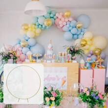 2M Round Hoop Balloon Arch Backdrop Flower Gold Display Stand Frame Wedding - Gold - View 7