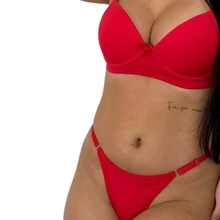 CONJUNTO LINGERIE GRINGAS  NACIONAL ALCAS AJUSTAVEIS  CORES SORTIDAS - bordô - Visão 4