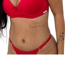 CONJUNTO LINGERIE GRINGAS  NACIONAL ALCAS AJUSTAVEIS  CORES SORTIDAS - bordô - Visão 2