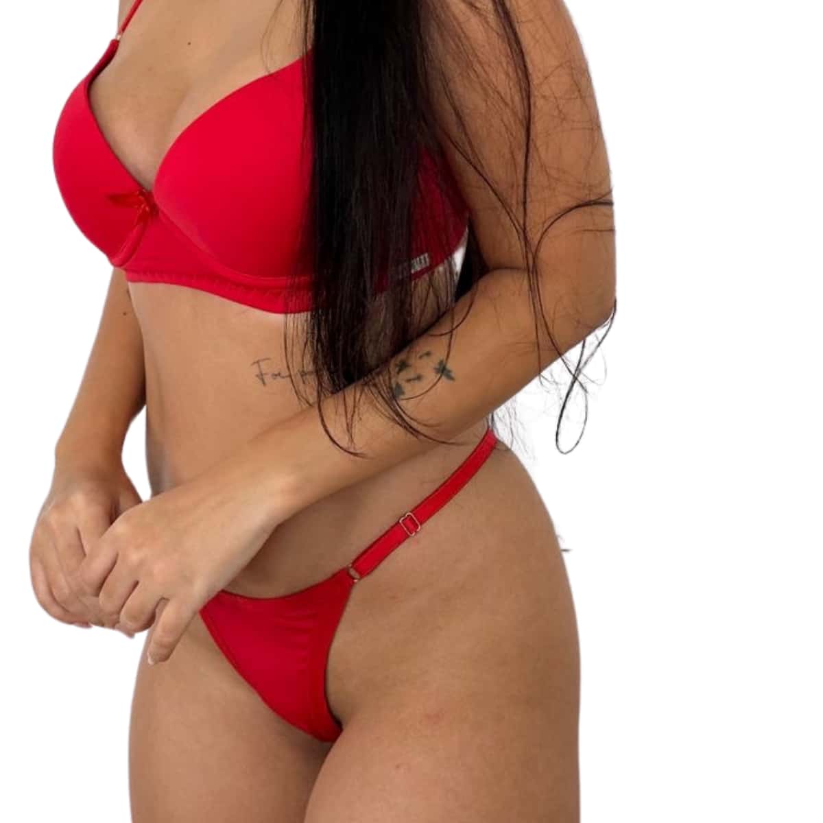 CONJUNTO LINGERIE GRINGAS NACIONAL ALCAS AJUSTAVEIS CORES SORTIDAS - bordô - Visão 1