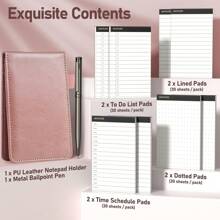 10 Pieces Small Notepad Holder Set Pocket Notebook - Included Mini Pocket Notepad Holder Set With 8 Memo Book Refills And Metal Pen For Meetings, Daily Records, And Notes 3 X 5 Inch (Rose Gold) - 玫瑰金 - 查看 8