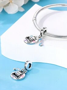 STYFNE 1 chiếc S925 mạ bạc dễ thương hình thú cưng thỏ, chó, mèo, tắc kè hoa, bọ cạp, khủng long Mặt dây chuyền trang sức thanh lịch, Mặt dây chuyền DIY thủ công, Quà tặng nhỏ hàng ngày cho phụ nữ - Bạc - Xem 19