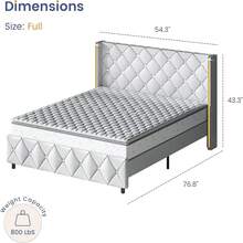Twin/ Full/ Queen/ King Size Bed Frame, Upholstered Bed Frame With Diamond Headboard And Footboard, No Box Spring Needed With Wood Slat Support, Easy Assembly, Twin Bed Frame/  Full Bed Frame/ King Bed Frame, Black/ Pink/ White/ Purple/ Blue/ Green - 米色 - 查看 7