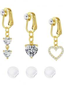 AVYRING 3 件装假肚脐环 假肚脐环 夹式肚脐环 不锈钢非穿孔假肚脐环 女士 - 彩色 - 查看 14