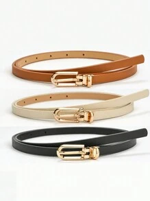 Women's Simple And Versatile Pin Buckle PU Skinny Belt Summer, School Fall, Autumn, Halloween