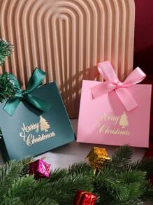 10 件装迷你豪华圣诞礼品盒，金色圣诞快乐文字设计，季节性魅力圣诞礼品盒，红色、绿色和粉色，非常适合包装节日礼物和零食，圣诞节 - 多色 - 查看 9