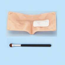 ATOMUS 1pc 5D Silicone Facial & Eye Makeup Practice Board, Lifelike Skin Makeup Face Lash Training Model, With 1pc Makeup Brush