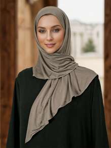 1 件/2 件女士纯色穆斯林便捷头巾，宽松缝纫风格三角围巾，透气防晒经典头巾，适合日常佩戴，优雅时尚的穆斯林头巾 - 彩色 - 查看 17