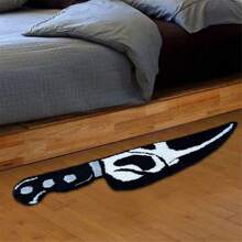 Skull Knife Horror Carpet - Scary Scream Bedside Rug, Cashmere Home Welcome Decor, Wear-Resistant, 88.9CM - 黑色 - 查看 6