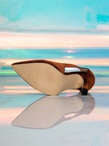 Hollow-Out Sexy Pointed-Toe French Heel Shoes, Women 2024 New Versatile Stilettos Low Vamp High Heels - Brown - View 6