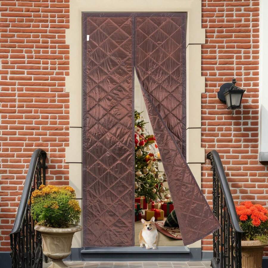 SHZICMY Magnetic Thermal Insulated Door Curtain, Door Insulation Curtain, Center Opening Doorway Curtain, Waterproof Door Covers 0.85*2.05m - Coffee - View 1