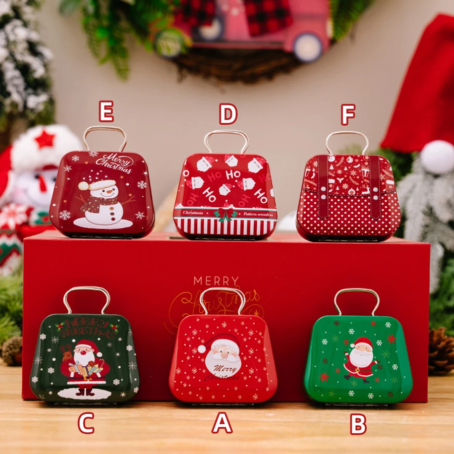 1 件锡制礼品糖果盒，圣诞装饰用品迷你手提箱锡盒礼品 - 彩色 - 查看 1