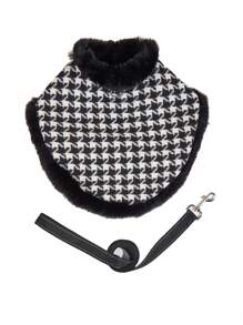 1 pièce de petit/moyen manteau en peluche pour chien ou chiot, avec motif à carreaux classique, élégante tenue d'hiver avec laisse assortie