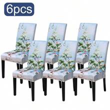 Pokrowce na krzesła świąteczne do jadalni Pokrowce na krzesła z nadrukiem Dekoracje świąteczne Najnowsze rozciągliwe zdejmowane pokrowce na krzesła Antypoślizgowe, zmywalne ochraniacze na meble do kuchni, rozciągliwe pokrowce na składane krzesła Spandex 5 szt. Uniwersalny dopasowany pokrowiec na krzesło Ochraniacz na wesele, imprezę, bankiet, święta, uroczystości,