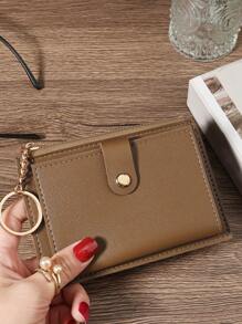 Letter Print Fashion 2-Fold Multi Card Slots Zipper Short Wallet & For Cards For Card Holder Card Holder Wallet Business Card Holder Credit Card Holder Card Holder Women For Women Wallet Mini Wallet Purse Wallet Wallet Keychain Card Wallet - Apricot - View 6