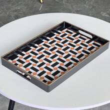 Zosenley Rectangular Tray - Decorative Tray, Plastic Tray With Handles Modern Vanity Tray Serving Tray For Ottoman, Coffee Table, Kitchen And Bathroom Halloween Christmas Costume Gifts 15.7 X 10.2 Inch Bathroom Decor Summer Back To School