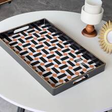 Zosenley Rectangular Tray - Decorative Tray, Plastic Tray With Handles Modern Vanity Tray Serving Tray For Ottoman, Coffee Table, Kitchen And Bathroom Halloween Christmas Costume Gifts 15.7 X 10.2 Inch Bathroom Decor Summer Back To School