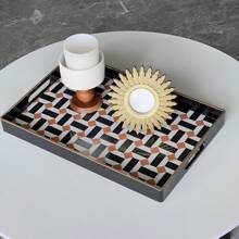 Zosenley Rectangular Tray - Decorative Tray, Plastic Tray With Handles Modern Vanity Tray Serving Tray For Ottoman, Coffee Table, Kitchen And Bathroom Halloween Christmas Costume Gifts 15.7 X 10.2 Inch Bathroom Decor Summer Back To School